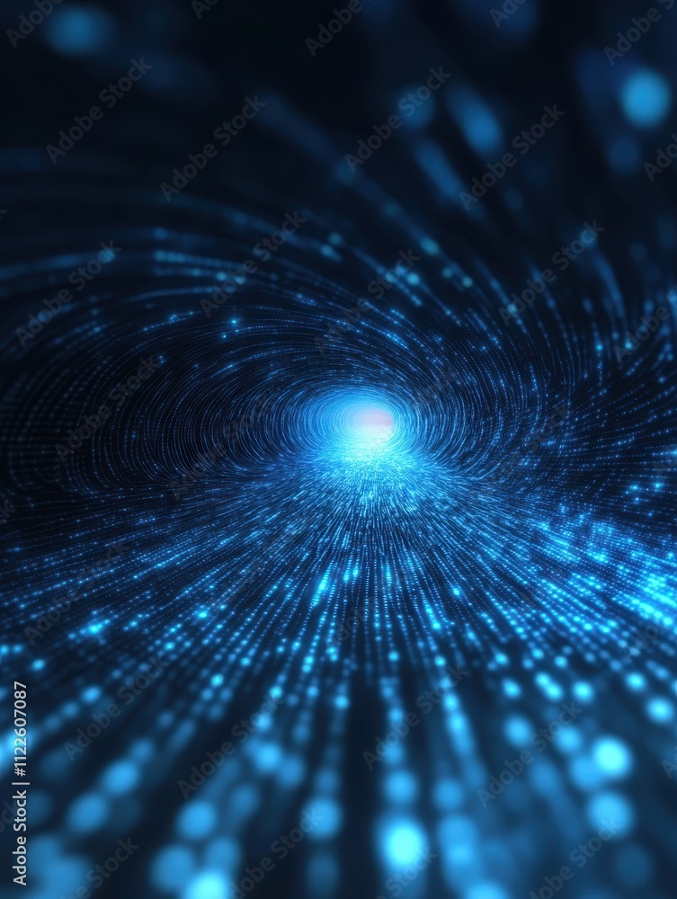 Poster dynamic blue light swirl abstract digital space graphic art futuristic environment close-up view vis