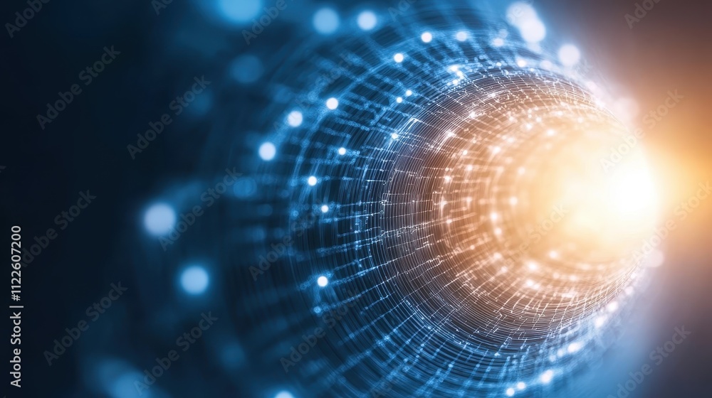 Poster dynamic light tunnel visualization digital realm abstract art futuristic environment close-up view c