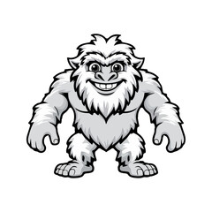 Yeti Flat Vector Illustration, Snowman Creature, Shaggy Fur, Friendly Expression