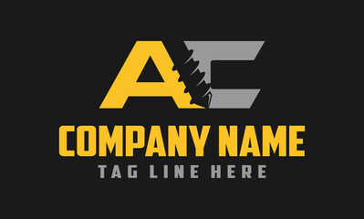 initial letter AC drill logo