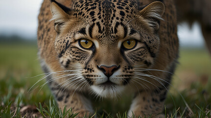 Obraz premium close up portrait of a leopard. Genrative.ai
