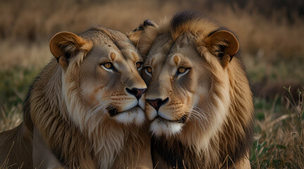Obraz premium portrait of a couple lion