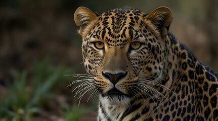 Fototapeta premium portrait of a leopard. Genrative.ai 
