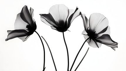 monochrome image capturing the delicate silhouettes of flowers against a soft background, offering a tranquil and minimalist aesthetic