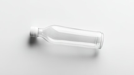 Clear Plastic Bottle on White Surface Abstract Background Design