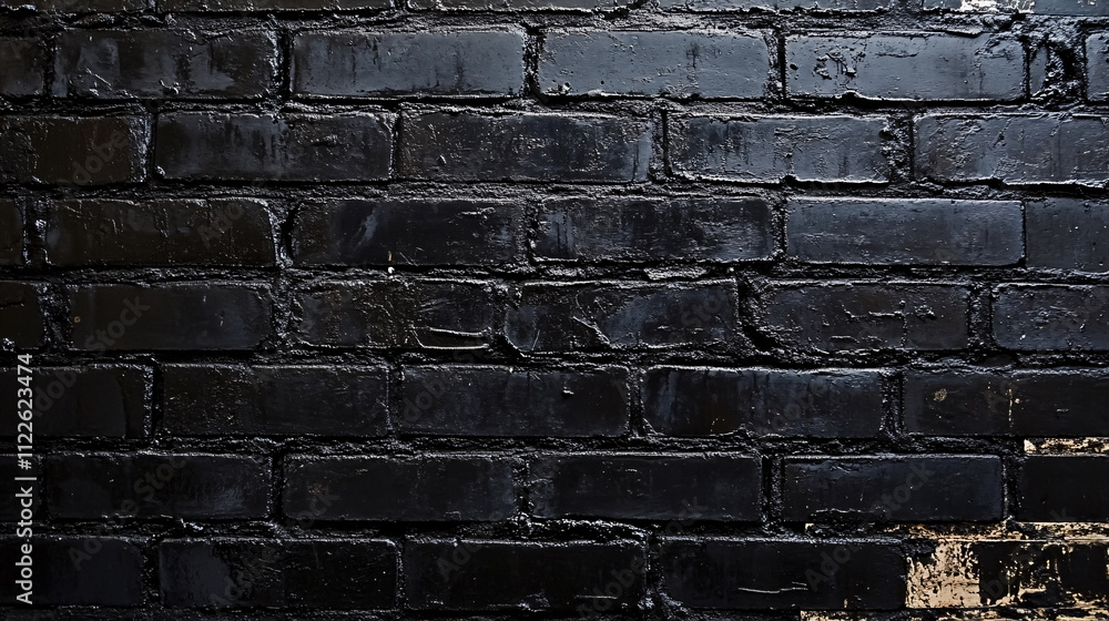 Poster unfinished black brick walls serving as a backdrop and texture, creating an empty basement wall effe