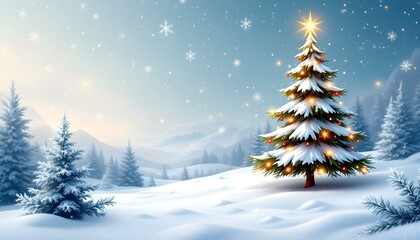 Fototapeta premium christmas tree with snow