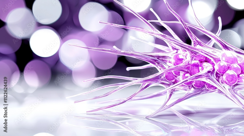 Poster abstract purple neural network ai generated science background