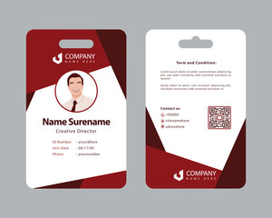 Fototapeta premium minimal red color employee id card design template