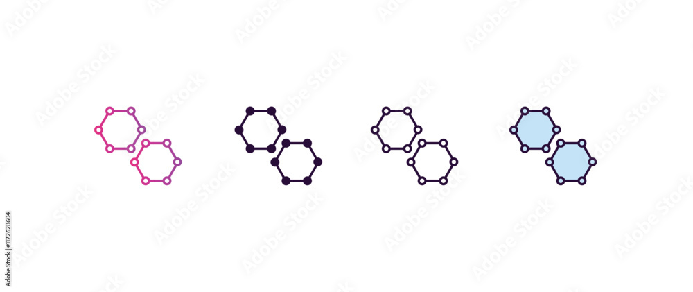 Poster molecular structure gradient, line, filled, colored icon. editable vector from medical concept. four