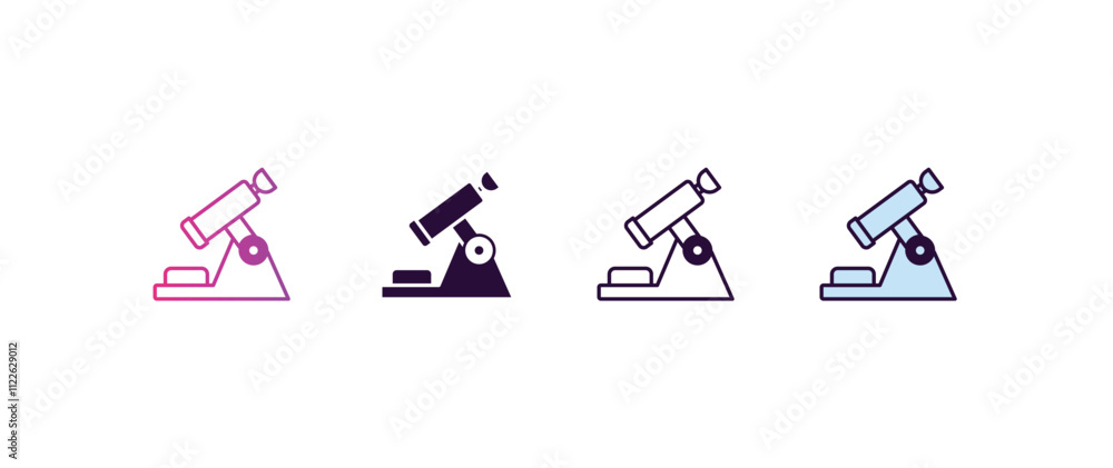 Poster microscope tool gradient, line, filled, colored icon. editable vector from medical concept. four dif