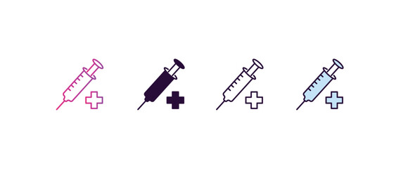 syringe with medicine gradient, line, filled, colored icon. editable vector from medical concept. four different style syringe with medicine icon isolated on white background