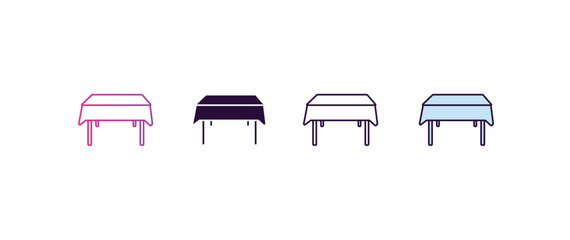 tablecloth gradient, line, filled, colored icon. editable vector from kitchen concept. four different style tablecloth icon isolated on white background