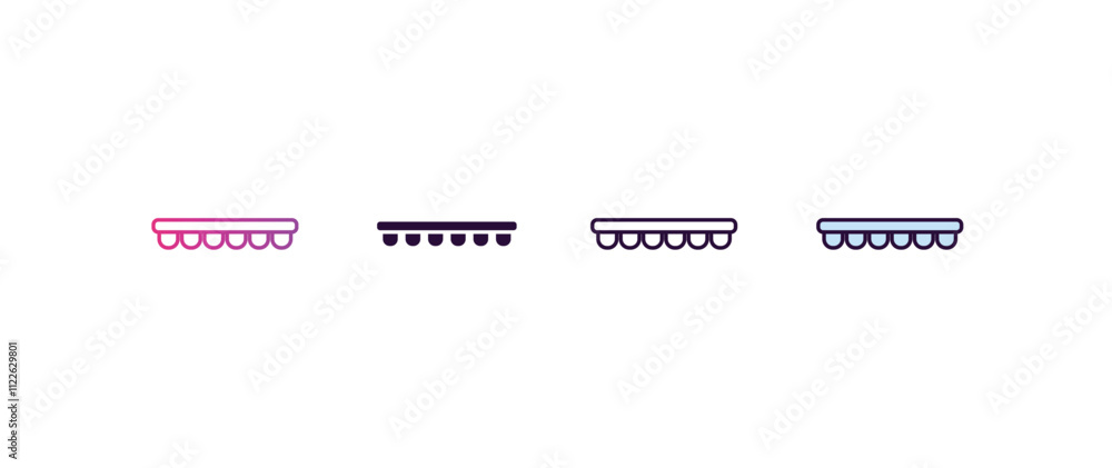 Poster ice cube tray gradient, line, filled, colored icon. editable vector from kitchen concept. four diffe