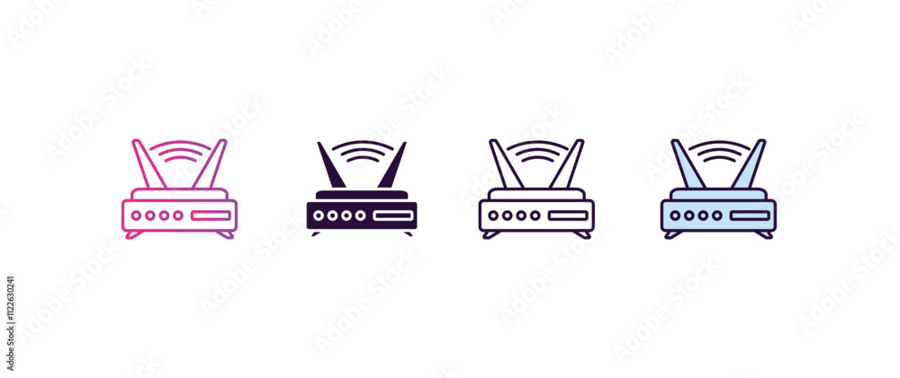 Poster router gradient, line, filled, colored icon. editable vector from internet security concept. four di