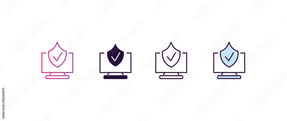 Poster computer security gradient, line, filled, colored icon. editable vector from internet security conce