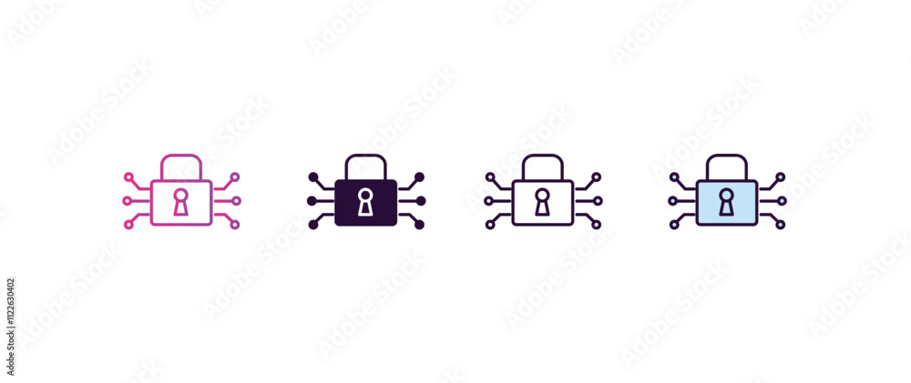 Poster encrypted gradient, line, filled, colored icon. editable vector from internet security concept. four