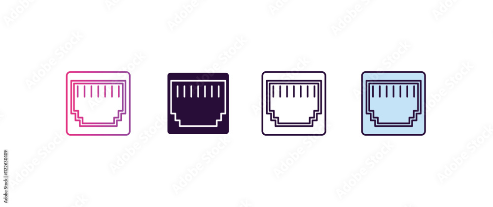 Poster ethernet gradient, line, filled, colored icon. editable vector from internet security concept. four 