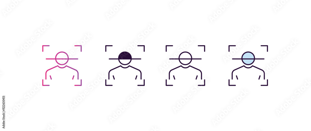 Poster facial recognition gradient, line, filled, colored icon. editable vector from internet security conc