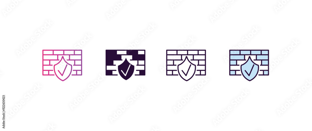 Aufkleber firewall gradient, line, filled, colored icon. editable vector from internet security concept. four 