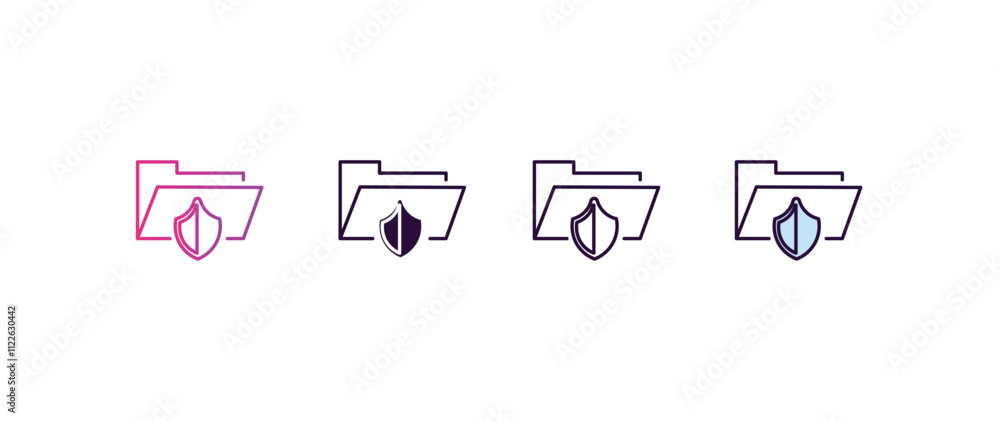 Poster folder security gradient, line, filled, colored icon. editable vector from internet security concept