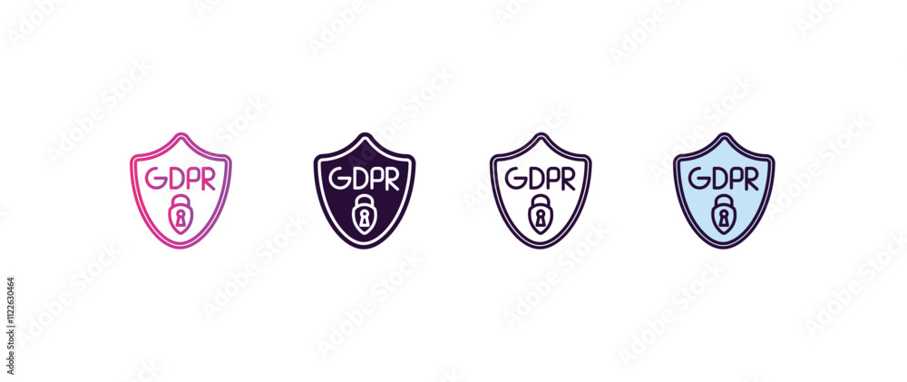 Poster gdpr shield gradient, line, filled, colored icon. editable vector from internet security concept. fo