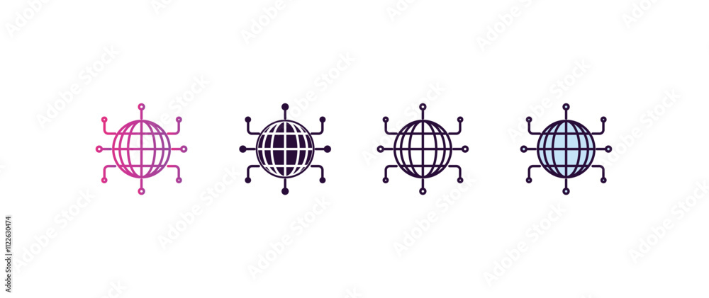 Poster global network gradient, line, filled, colored icon. editable vector from internet security concept.