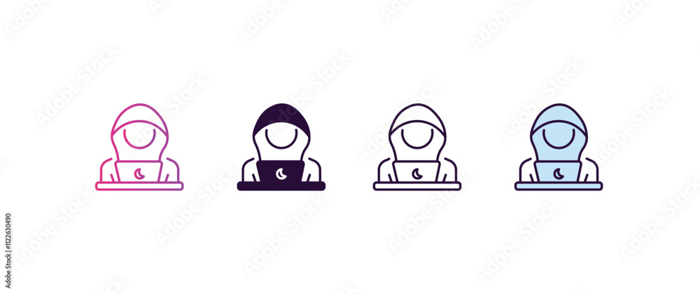 Poster hacker gradient, line, filled, colored icon. editable vector from internet security concept. four di