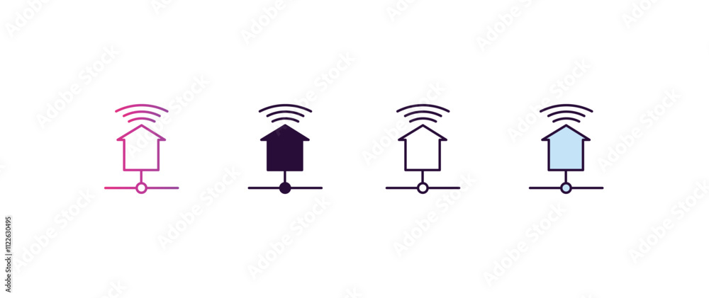 Poster home network gradient, line, filled, colored icon. editable vector from internet security concept. f