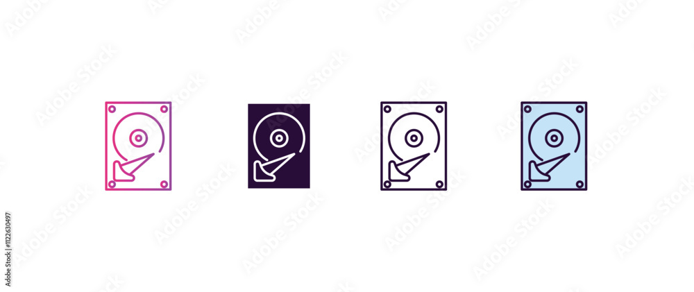 Poster hard drive gradient, line, filled, colored icon. editable vector from internet security concept. fou