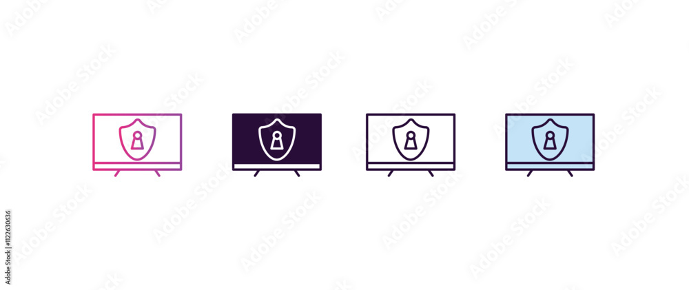 Poster monitor security gradient, line, filled, colored icon. editable vector from internet security concep