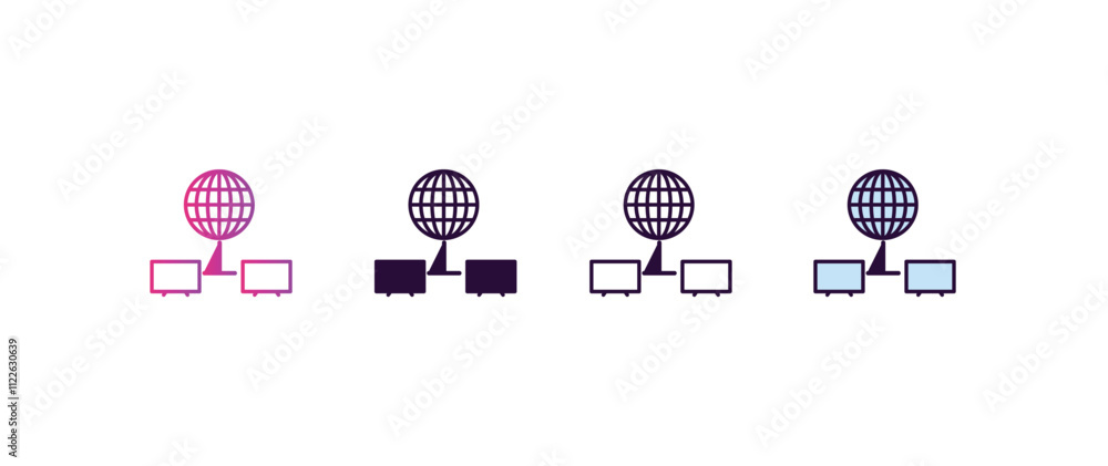 Aufkleber network conection gradient, line, filled, colored icon. editable vector from internet security conce