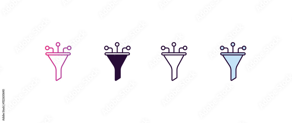Aufkleber network funnel gradient, line, filled, colored icon. editable vector from internet security concept.