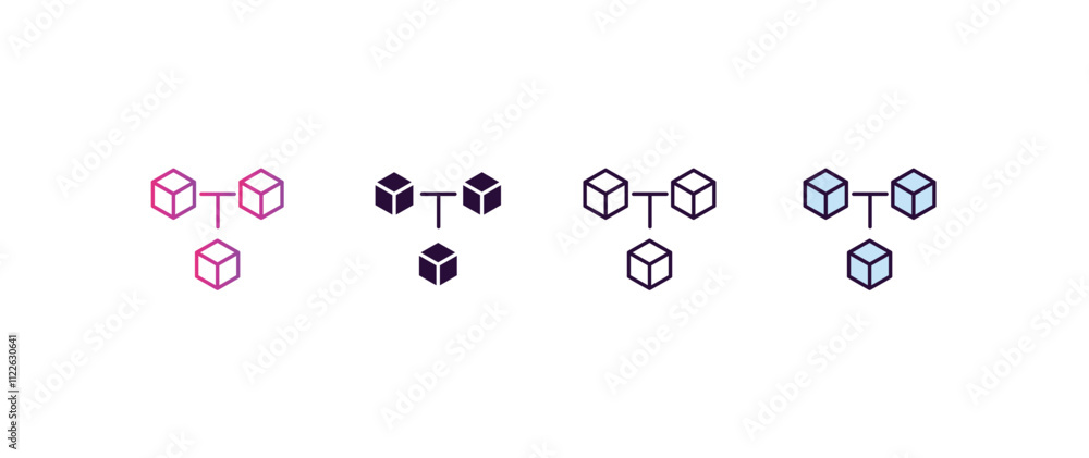Poster network cubes gradient, line, filled, colored icon. editable vector from internet security concept. 