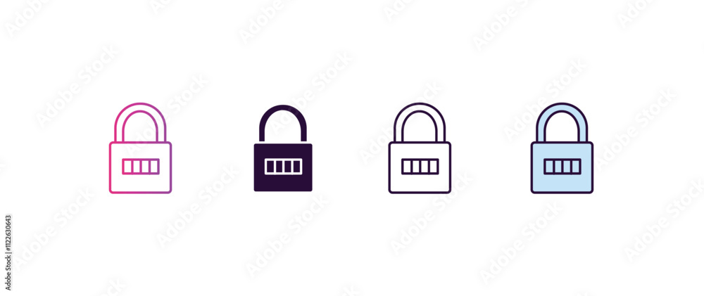 Poster padlock gradient, line, filled, colored icon. editable vector from internet security concept. four d