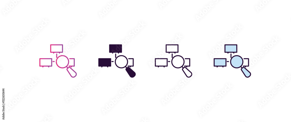 Poster network monitoring gradient, line, filled, colored icon. editable vector from internet security conc