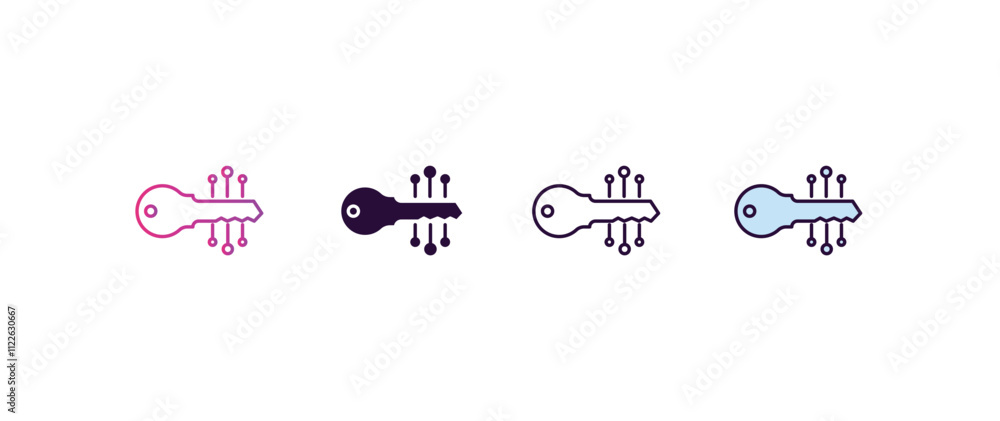 Poster passkey gradient, line, filled, colored icon. editable vector from internet security concept. four d