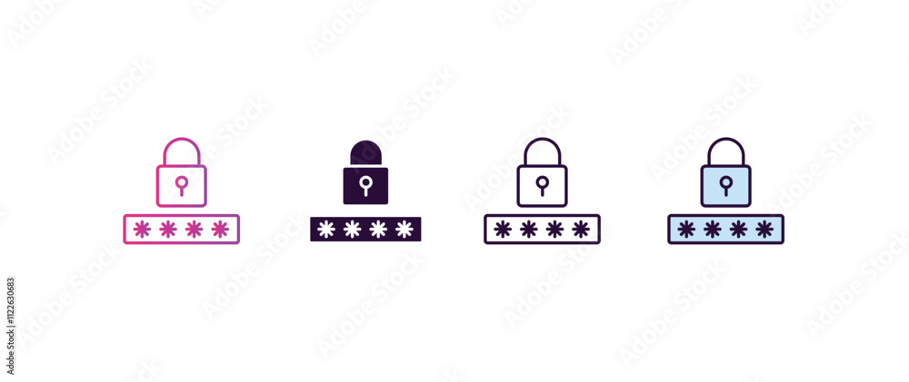 Poster pin code gradient, line, filled, colored icon. editable vector from internet security concept. four 