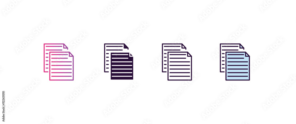 Poster files gradient, line, filled, colored icon. editable vector from human resources concept. four diffe