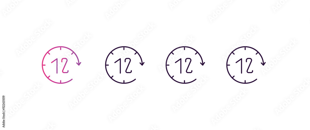 Poster 12 hours gradient, line, filled, colored icon. editable vector from human resources concept. four di