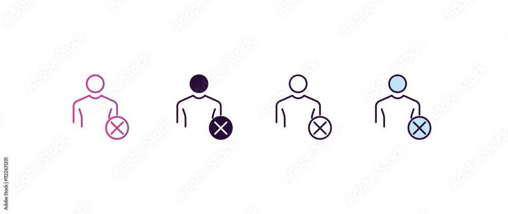 Poster remove user gradient, line, filled, colored icon. editable vector from human resources concept. four