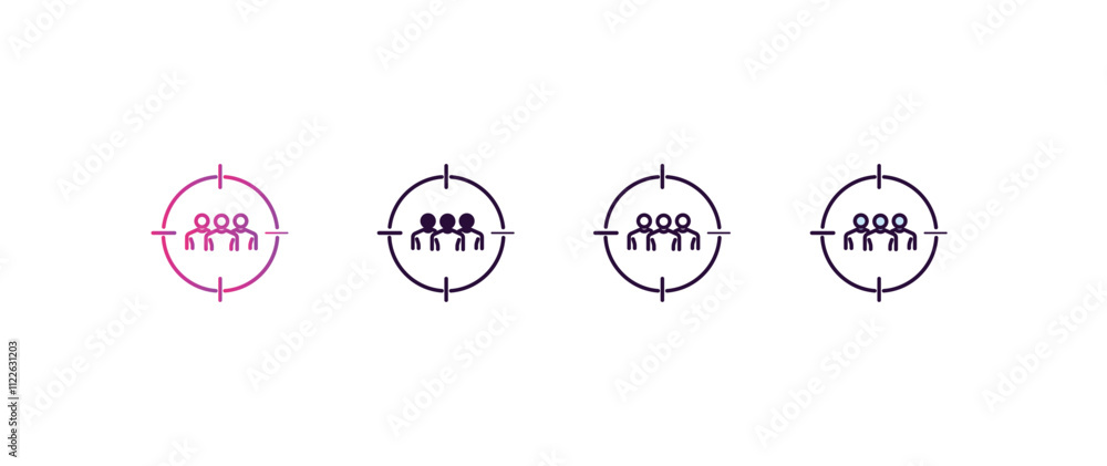 Poster target audience gradient, line, filled, colored icon. editable vector from human resources concept. 