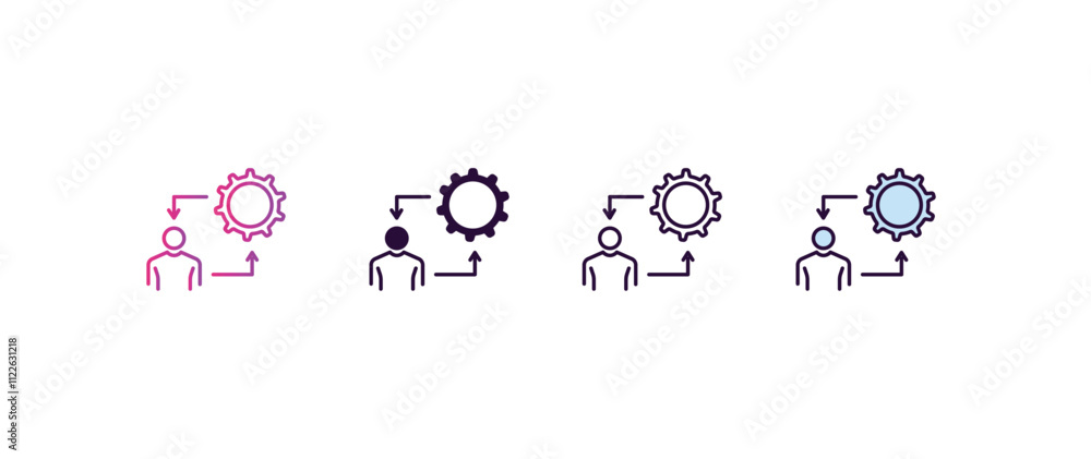 Poster change management gradient, line, filled, colored icon. editable vector from human resources concept
