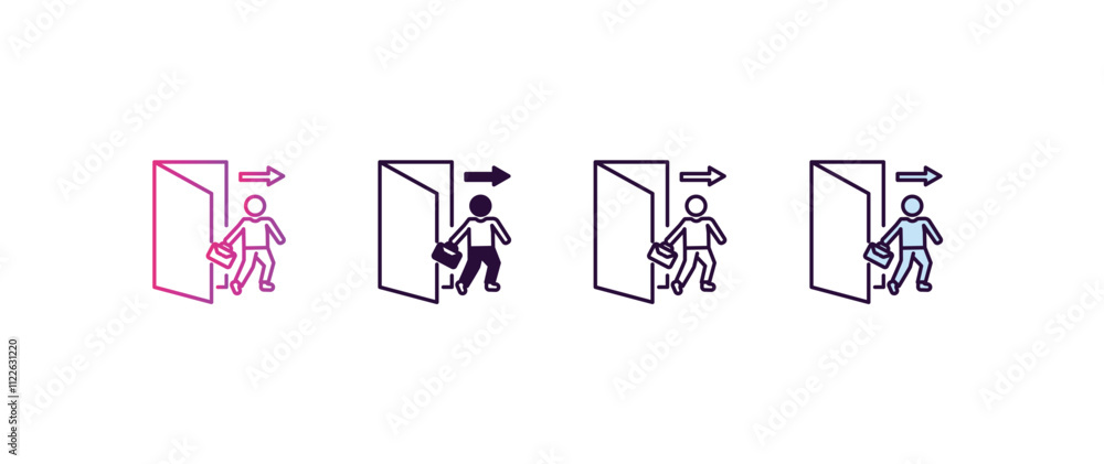 Poster exit interview gradient, line, filled, colored icon. editable vector from human resources concept. f