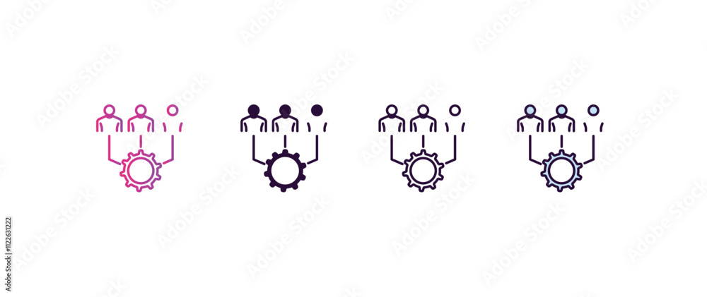 Poster onboarding gradient, line, filled, colored icon. editable vector from human resources concept. four 