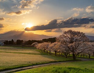 Fototapeta premium 桜と夕焼け