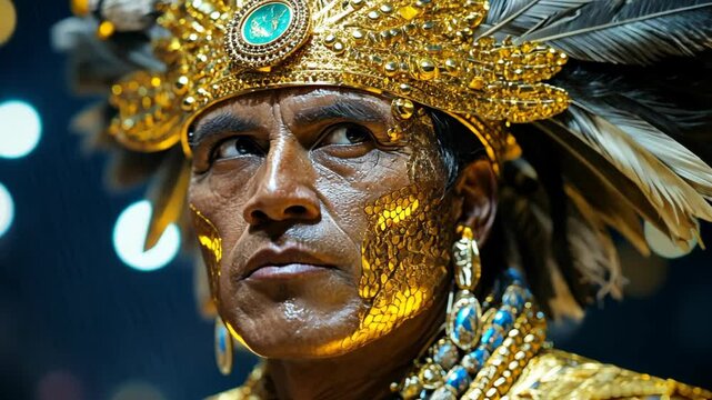 King Solomon wearing gold robe and jewel necklace sitting on throne