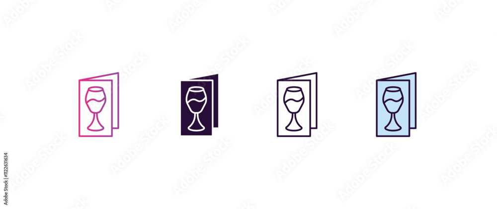 Poster wine menu gradient, line, filled, colored icon. editable vector from hotel concept. four different s