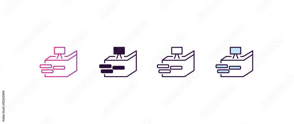 Poster reception gradient, line, filled, colored icon. editable vector from hotel concept. four different s