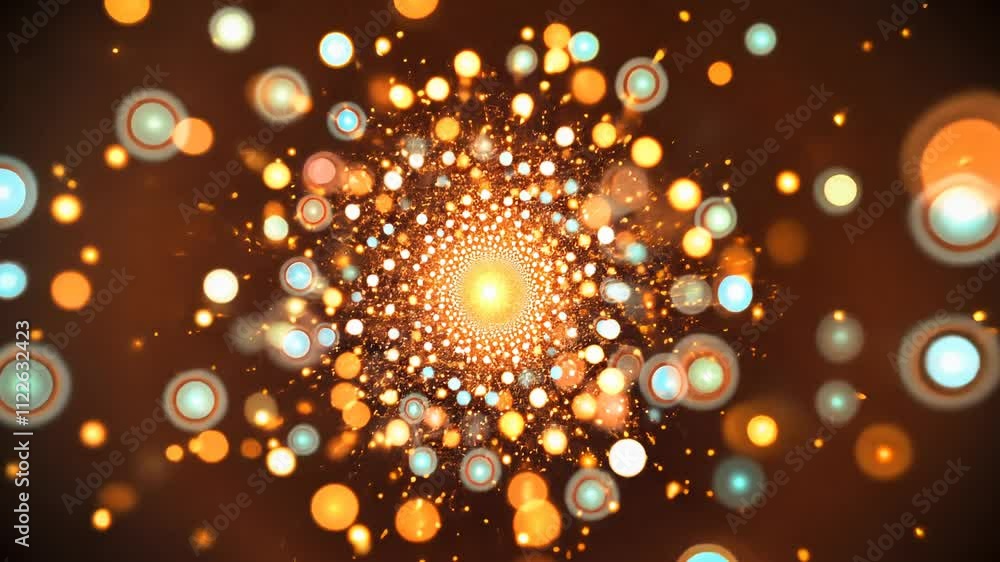 Poster bright circular bokeh pattern in warm tones